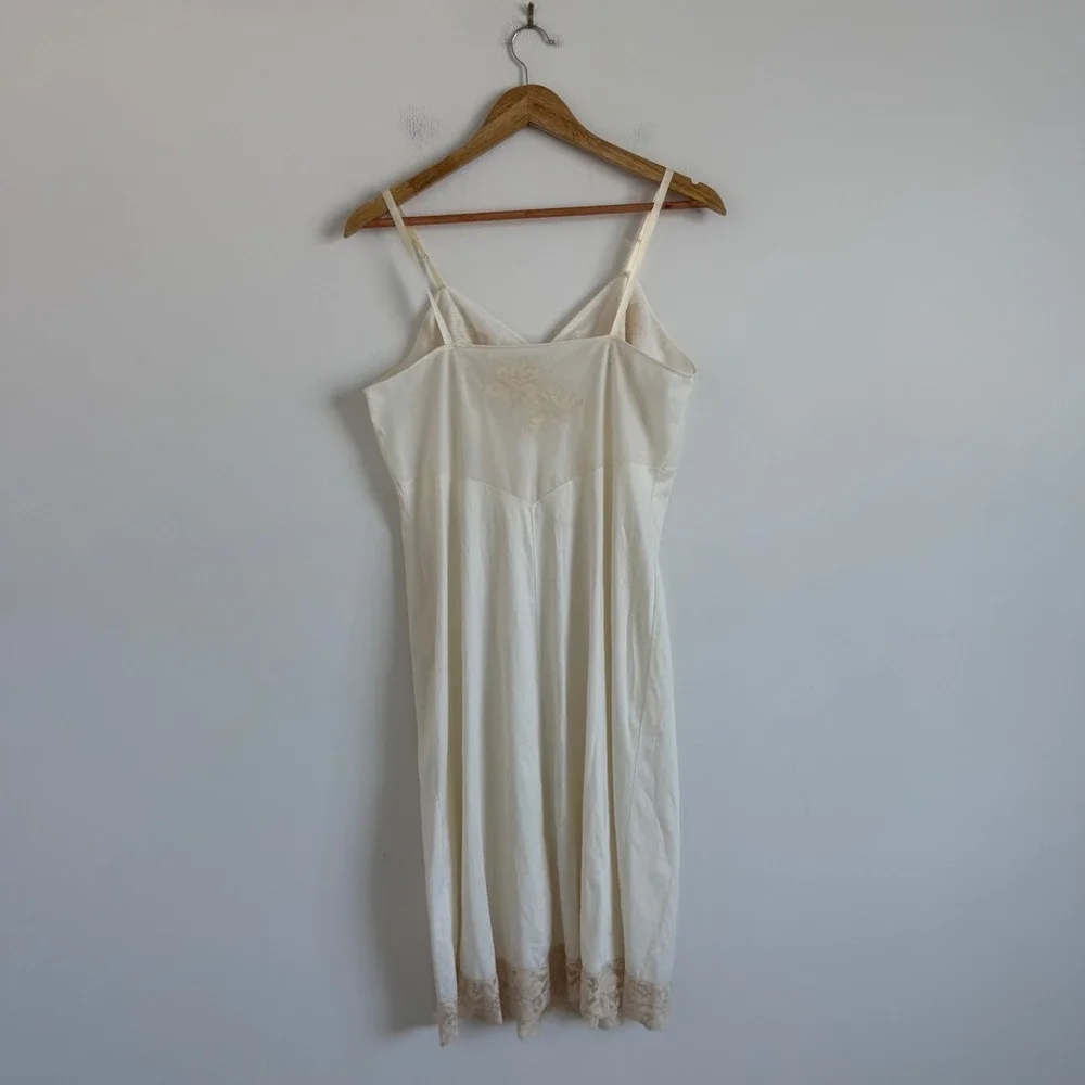 Vintage Vanity Fair Lace Plunge Slip Dress